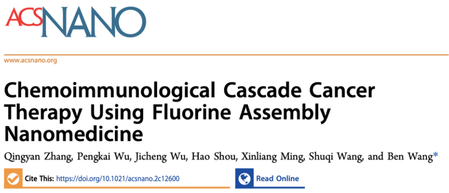 Wang Ben's team at Zhejiang University developed fluorine-containing polymer assembly drugs to achieve chemotherapeutic-immune cascade cancer therapy